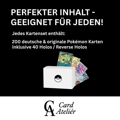200 Pokémon Karten | Sammlung mit  200 Karten inkl. 40 Holokarten | Deutsch
