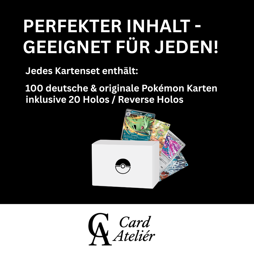 100 Pokémon Karten | Sammlung mit 100 Karten inkl. 20 Holokarten | Deutsch